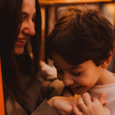 Mother sharing a tender moment with her son